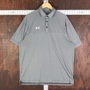 Under Armour The‎ Performance Polo Shirt Loose Fit Heat Gear Gray Black Men's XL